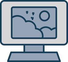 Monitor Line Filled Grey Icon vector