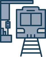 Train Station Line Filled Grey Icon vector