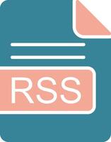 rss archivo formato glifo dos color icono vector