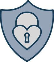 heart lock Line Filled Grey Icon vector
