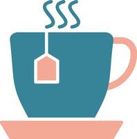 taza de té glifo dos color icono vector