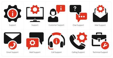 A set of 10 customer support icons as support, customersupport, chat support vector