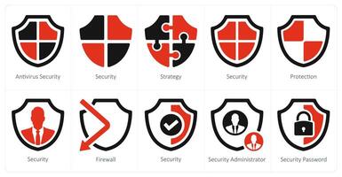 A set of 10 Security icons as antivirus security, security, strategy vector