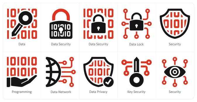 A set of 10 Security icons as data, data security, data lock vector