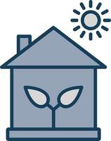 ECological House Line Filled Grey Icon vector