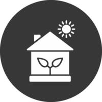 ecológico casa glifo invertido icono vector