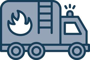 fuego camión línea lleno gris icono vector