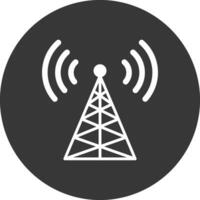 Radio Tower Glyph Inverted Icon vector