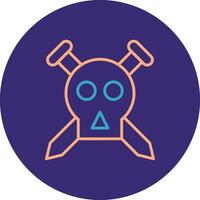 Skull Line Two Color Circle Icon vector