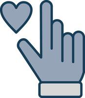 Hand Heart Line Filled Grey Icon vector