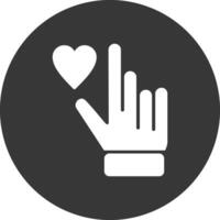 Hand Heart Glyph Inverted Icon vector