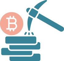 Bitcoin Mining Glyph Two Color Icon vector