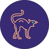Black Cat Line Two Color Circle Icon vector