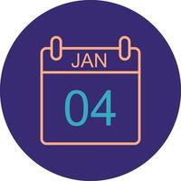 January Line Two Color Circle Icon vector