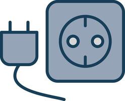 Plug And Socket Line Filled Grey Icon vector