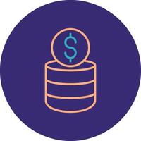 Coin Stack Line Two Color Circle Icon vector