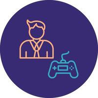 Gamer Line Two Color Circle Icon vector