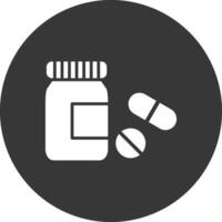 Pills Bottle Glyph Inverted Icon vector