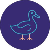 Duck Line Two Color Circle Icon vector