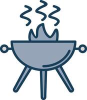 Grill Line Filled Grey Icon vector