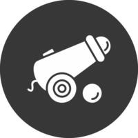 Cannon Glyph Inverted Icon vector