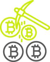 bitcoin minería línea dos color icono vector