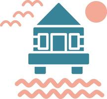 Beach Villa Glyph Two Color Icon vector