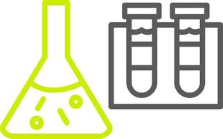 Ciencias cubilete línea dos color icono vector