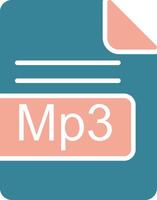 Mp3 File Format Glyph Two Color Icon vector