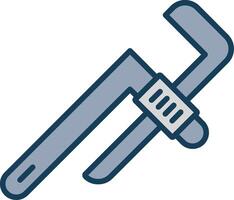 Pipe Wrench Line Filled Grey Icon vector