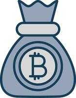 Bitcoin Line Filled Grey Icon vector