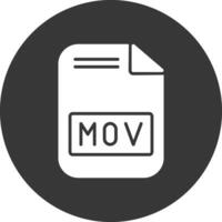 Mov File Glyph Inverted Icon vector