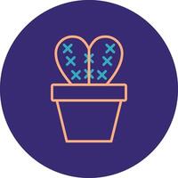 Cactus Line Two Color Circle Icon vector
