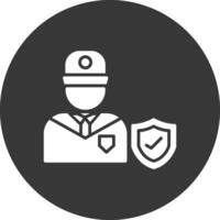seguridad oficial glifo invertido icono vector