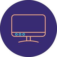 televisión línea dos color circulo icono vector