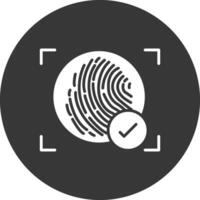 Fingerprint Glyph Inverted Icon vector