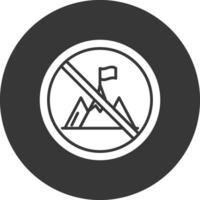 prohibido firmar glifo invertido icono vector