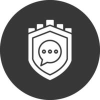 seguridad castillo masaje glifo invertido icono vector