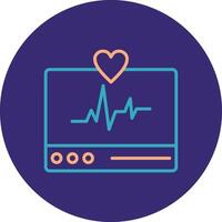 ECG Monitor Line Two Color Circle Icon vector