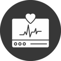 icono invertido del glifo del monitor de ecg vector