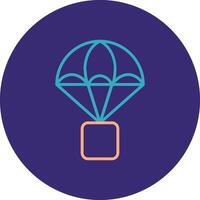 Parachute Line Two Color Circle Icon vector