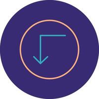 Turn Down Line Two Color Circle Icon vector