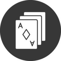 póker tarjetas glifo invertido icono vector