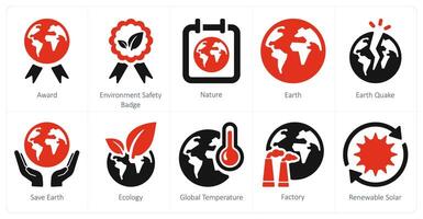 A set of 10 Ecology icons as award, environment safety badge, nature vector