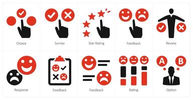 A set of 10 survey and ratingand ratingand ratings icons as choice, survey, star rating vector