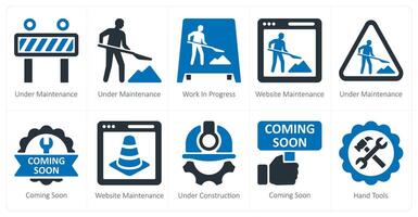 A set of 10 underconstruction icons as underconstruction, work in progress, website maintenance vector