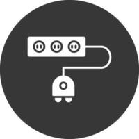 Extension Cable Glyph Inverted Icon vector