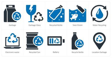 un conjunto de 10 ecología íconos como basura, basura vaso, reciclado botella vector