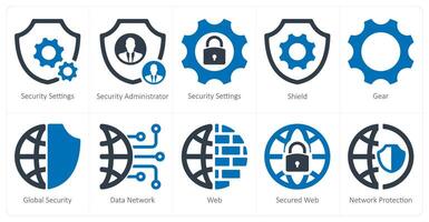 un conjunto de 10 seguridad íconos como seguridad ajustes, seguridad administrador, proteger vector