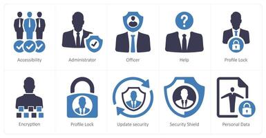 A set of 10 gdpr icons as accessibility, administrator, officer vector